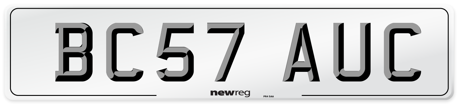 BC57 AUC Number Plate from New Reg